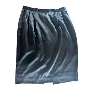 POINT OF VIEW‎ COLLECTION Skirt Womens 10 Black Silk Vintage a-line knee
